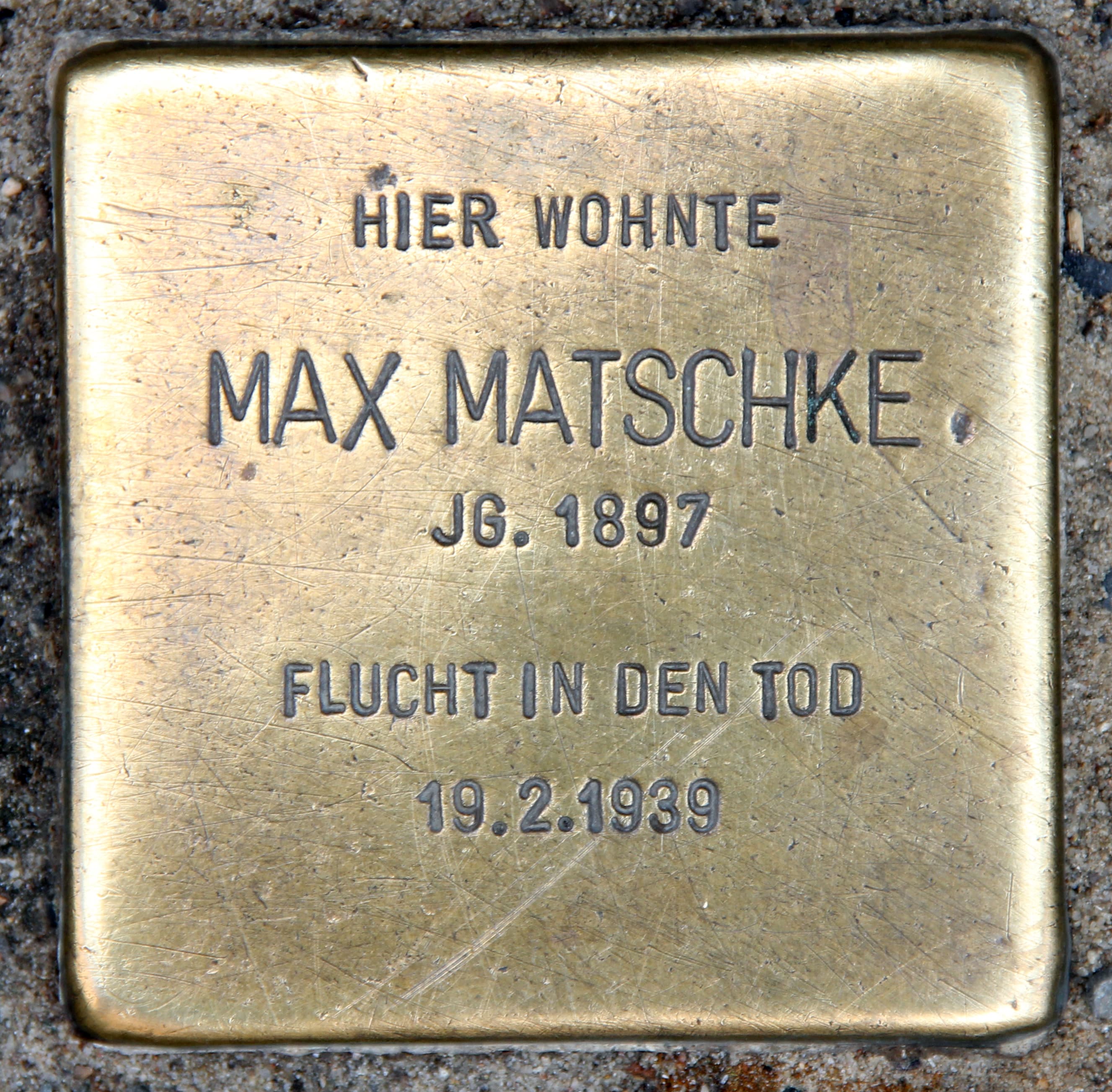 "Stolperstein" (stumbling block), Max Matschke, Friedrichstraße 34, Berlin-Kreuzberg, Germany