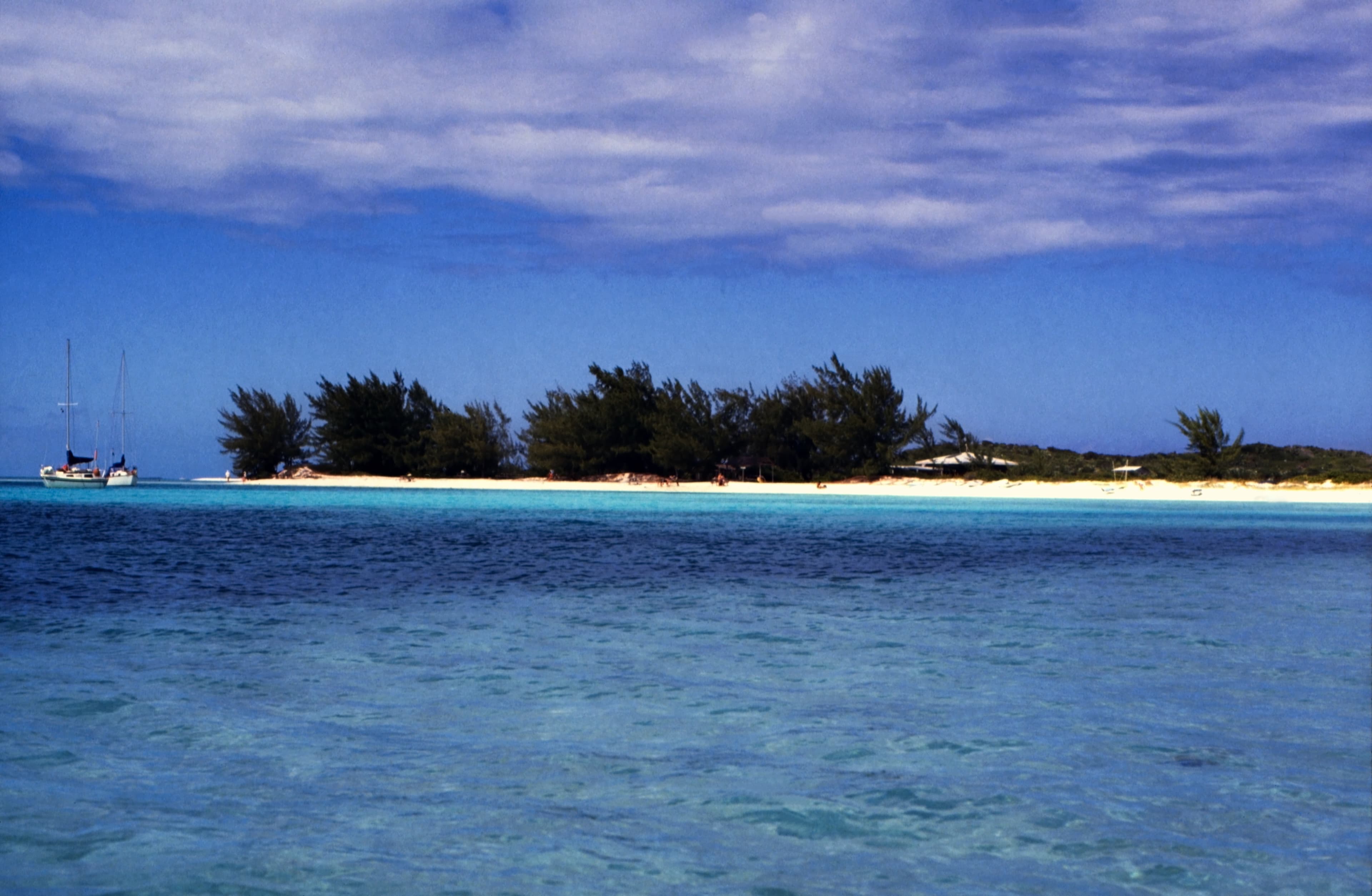 A view of Volleyball Beach on the southwest coast of Stocking Island (across from the northeast coast of Great Exuma).