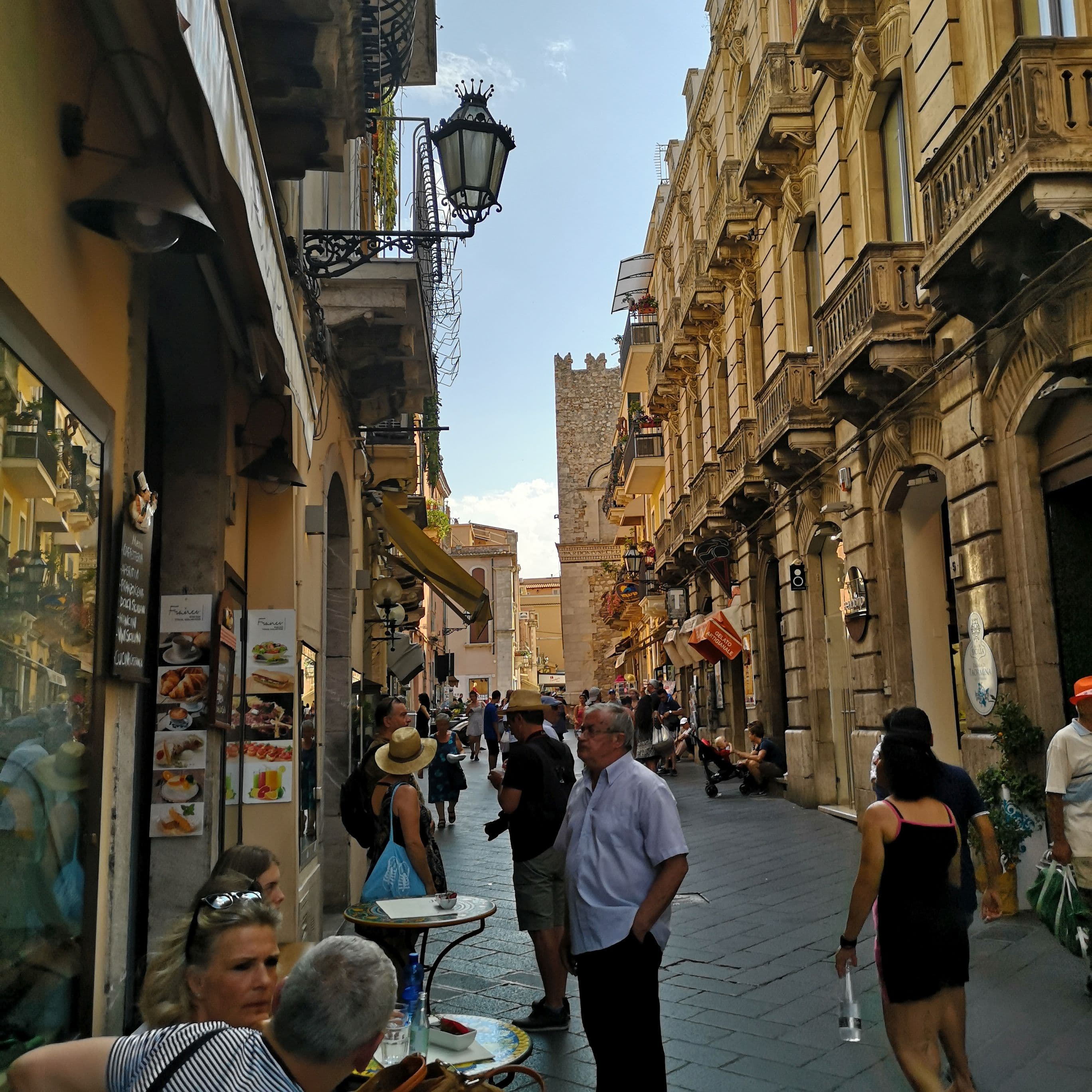 View of Corso Umberto in Taormina, from the vicinity of Porta Messina.