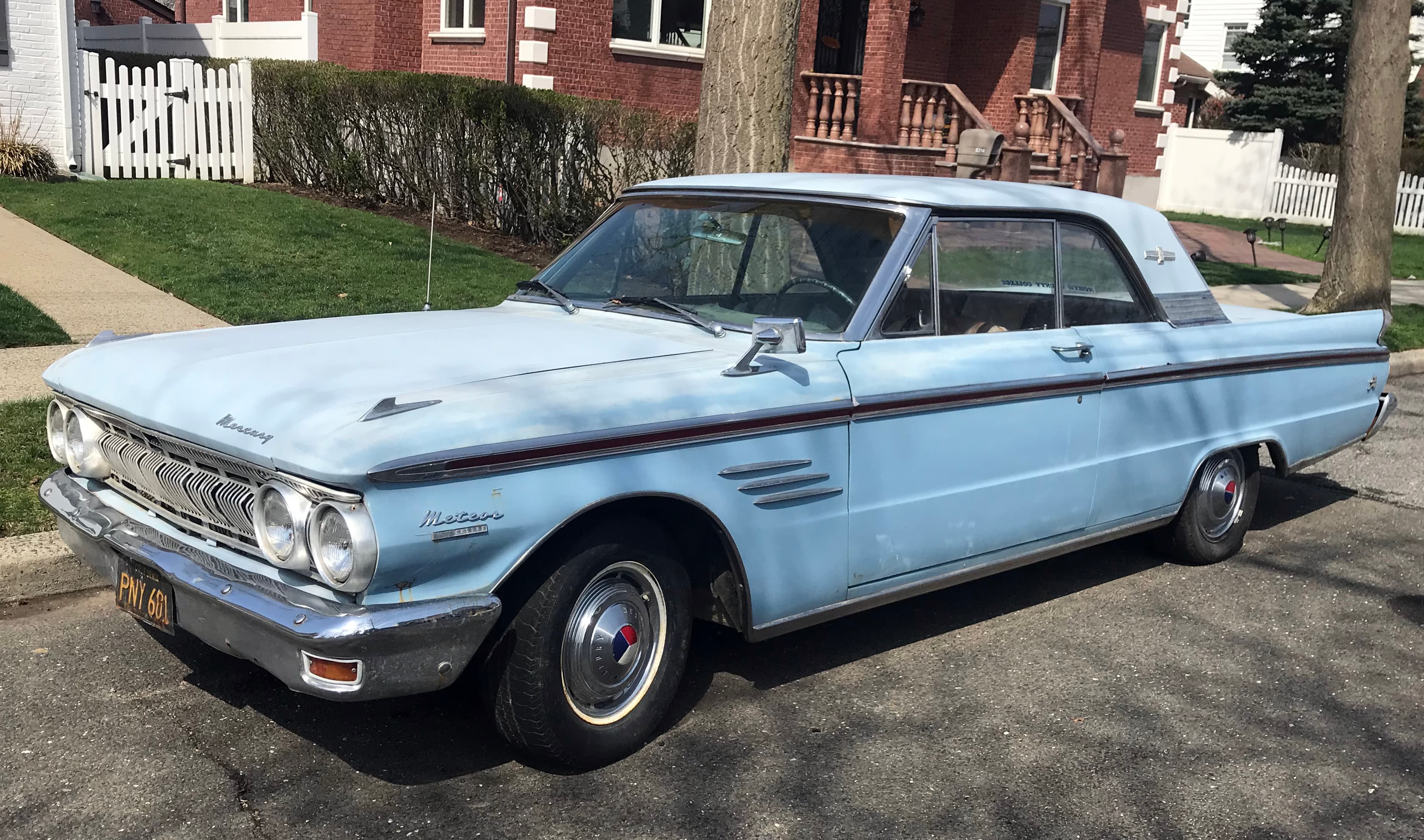 A 1963 Mercury Meteor S-33 coupe in Cascade Blue (paint code Y) was seen in New Hyde Park, NY.