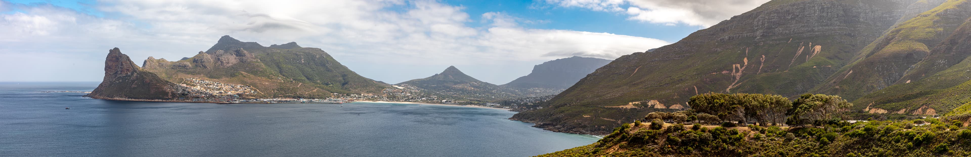 View of Hout Bay from Chapman’s Peak Drive, Cape Peninsula National Park, Cape Town, Western Cape, South Africa