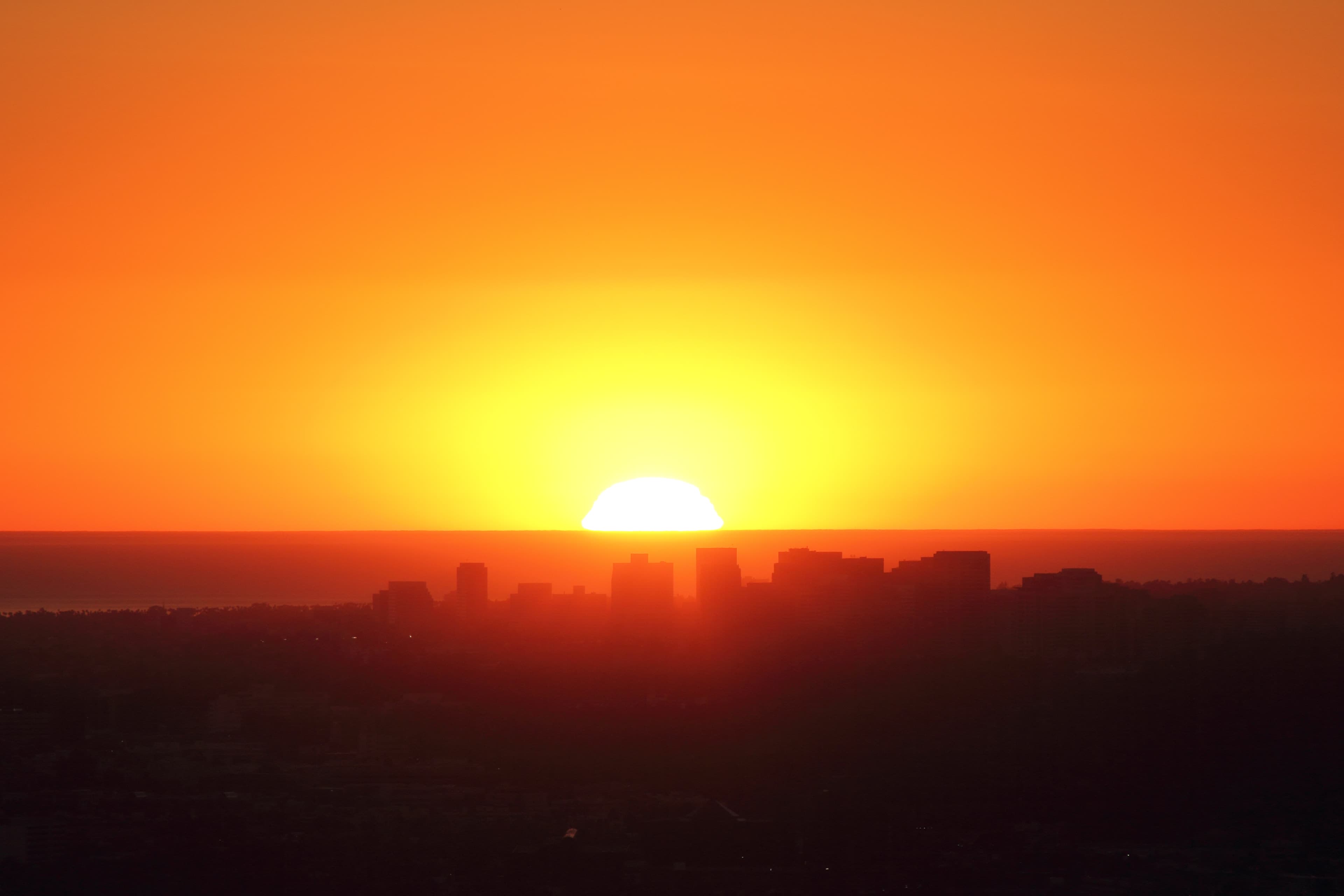 Sunset over Century City, viewed from the Griffith Observatory in Los Angeles.