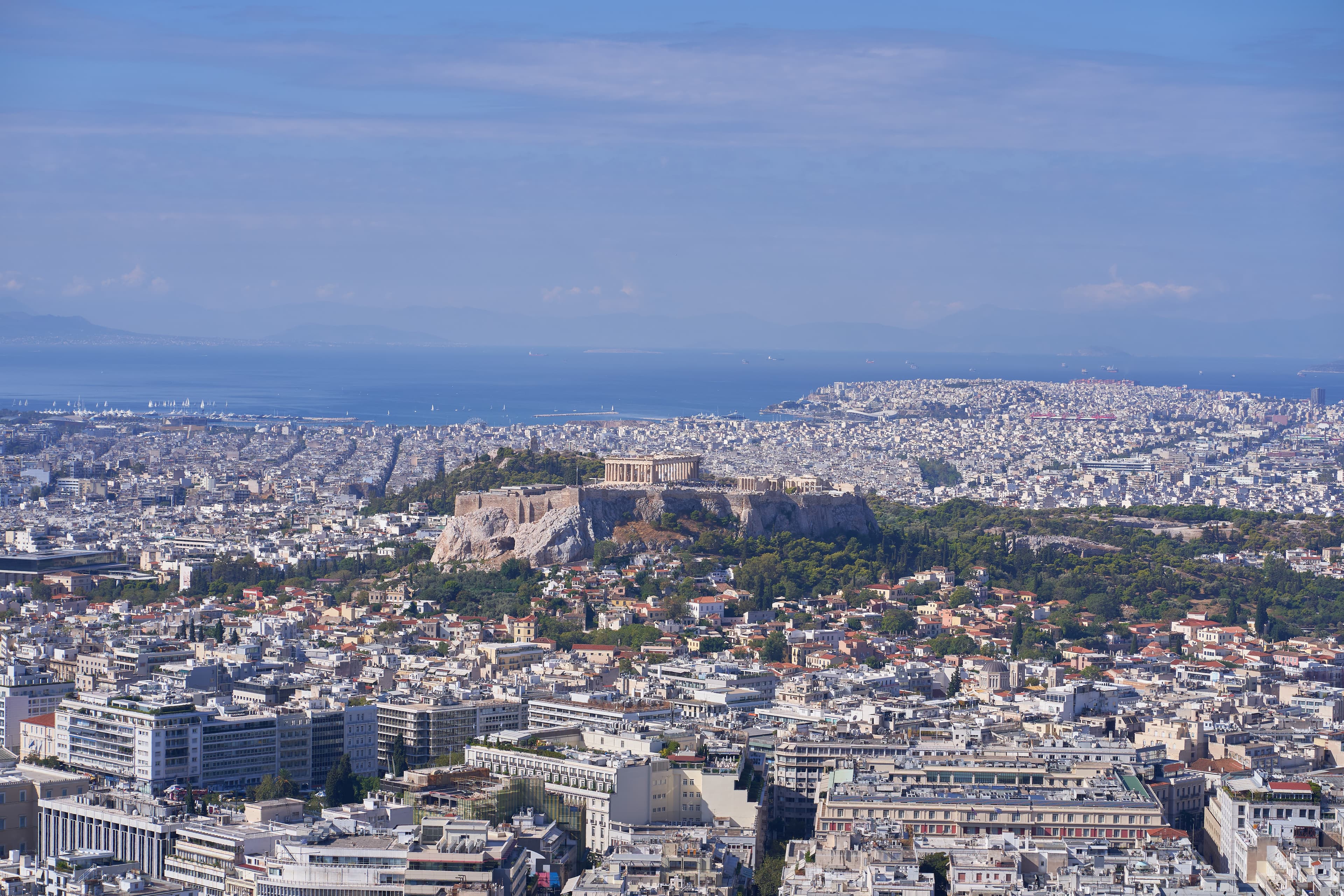 The Acropolis viewed from Mount Lycabettus on September 28, 2019.