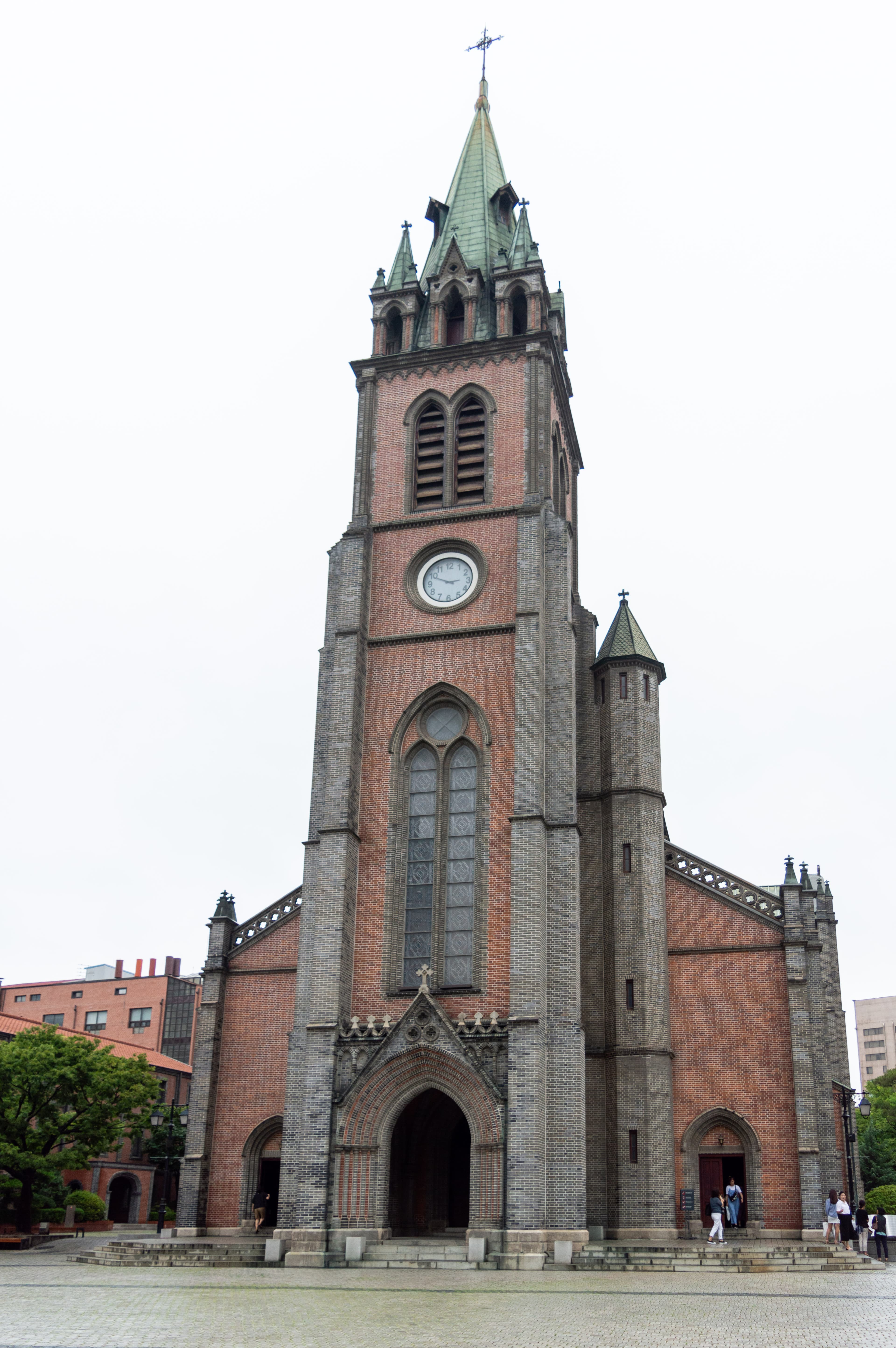 The front facade of Myeongdong Cathedral in Seoul.