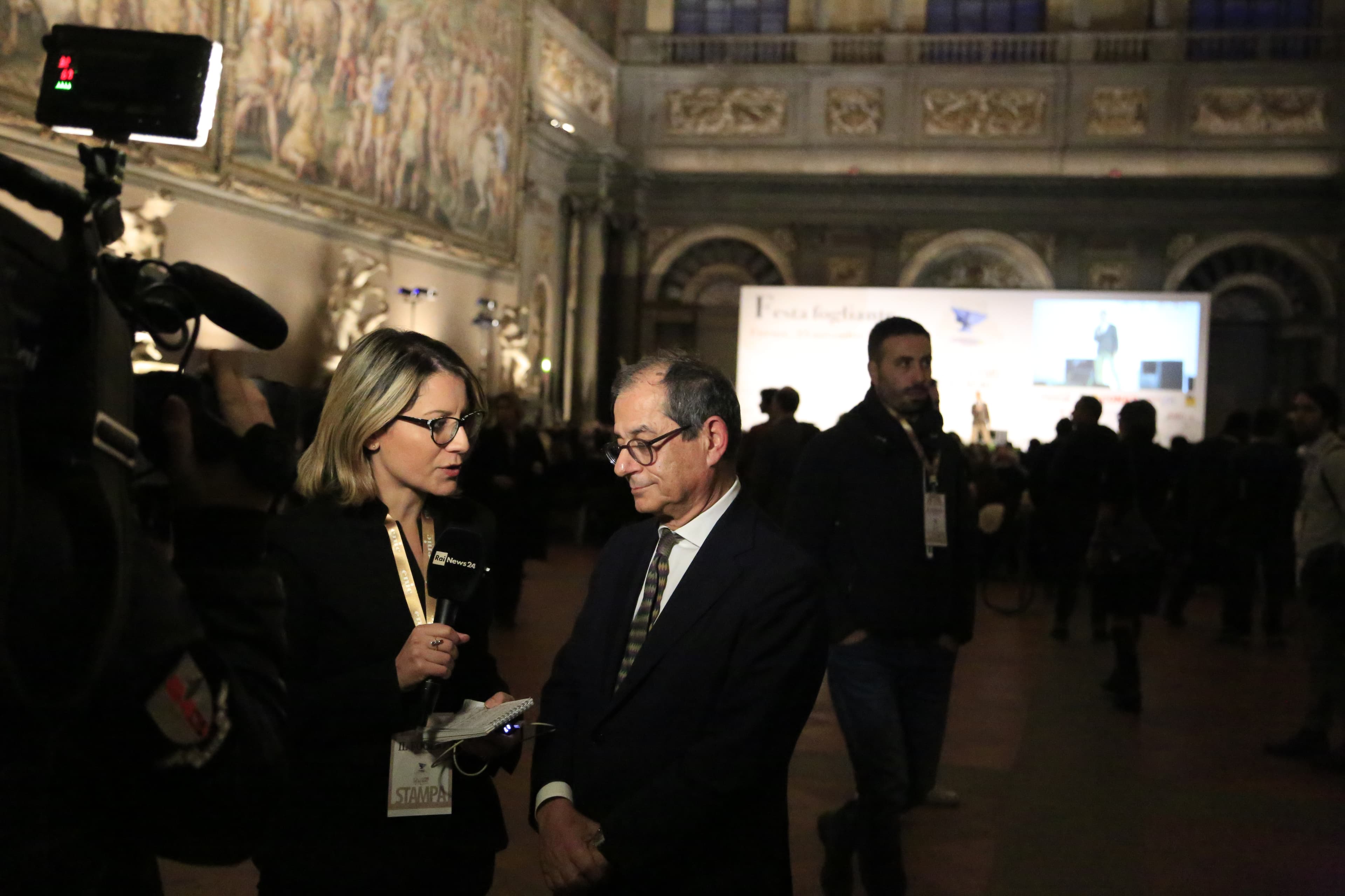 Giovanni Tria, former Minister of Economy and Finance, at the IL FOGLIO 2019 party, Palazzo Vecchio, Florence, on November 23, 2019.