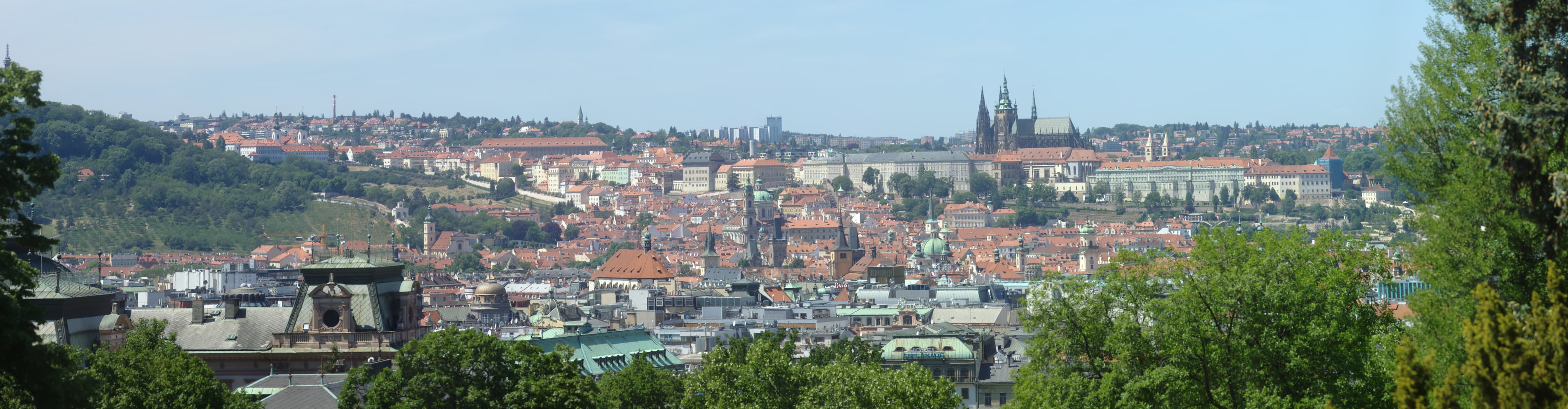 View of Prague from Riegrovy Sady Park, Czech Republic.