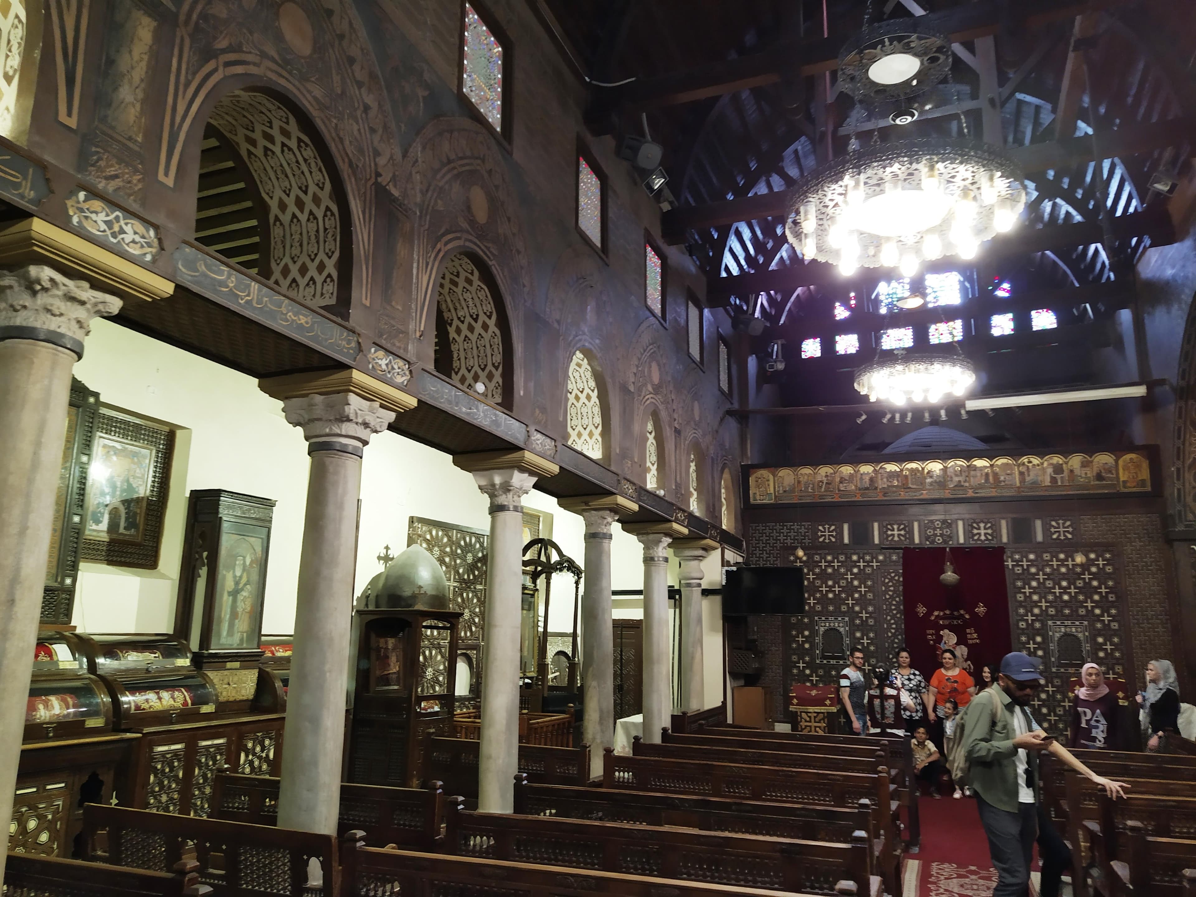 The interior of the Hanging Church in Cairo, Egypt.